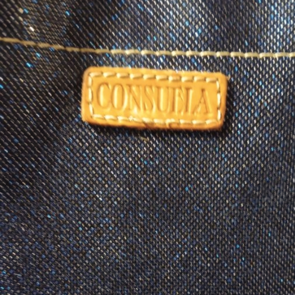 Consuela tote large dark blue glitter canvas with coating